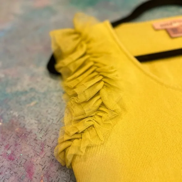 Chartreuse Ruffles Top - Picture 3 of 9